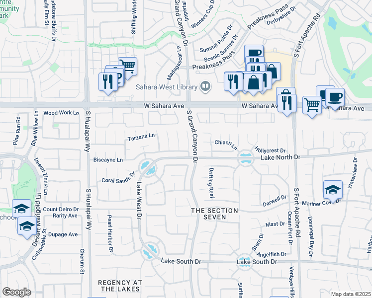 map of restaurants, bars, coffee shops, grocery stores, and more near 2733 Monrovia Drive in Las Vegas