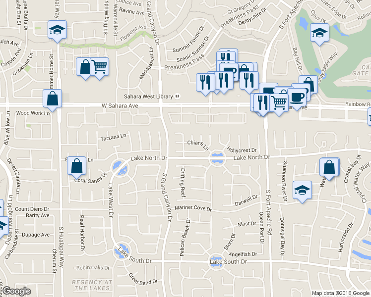 map of restaurants, bars, coffee shops, grocery stores, and more near 9544 Lazy River Drive in Las Vegas