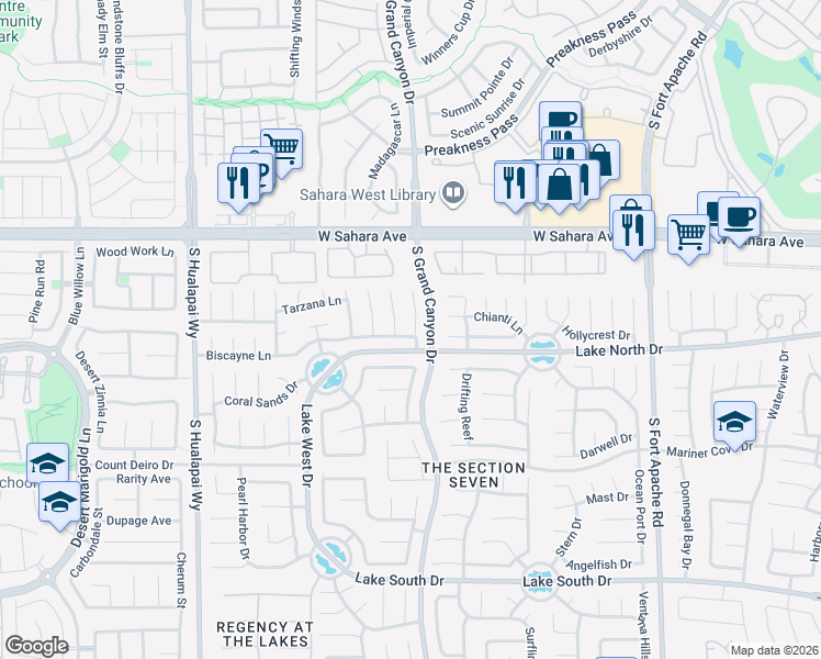 map of restaurants, bars, coffee shops, grocery stores, and more near 2733 Monrovia Drive in Las Vegas