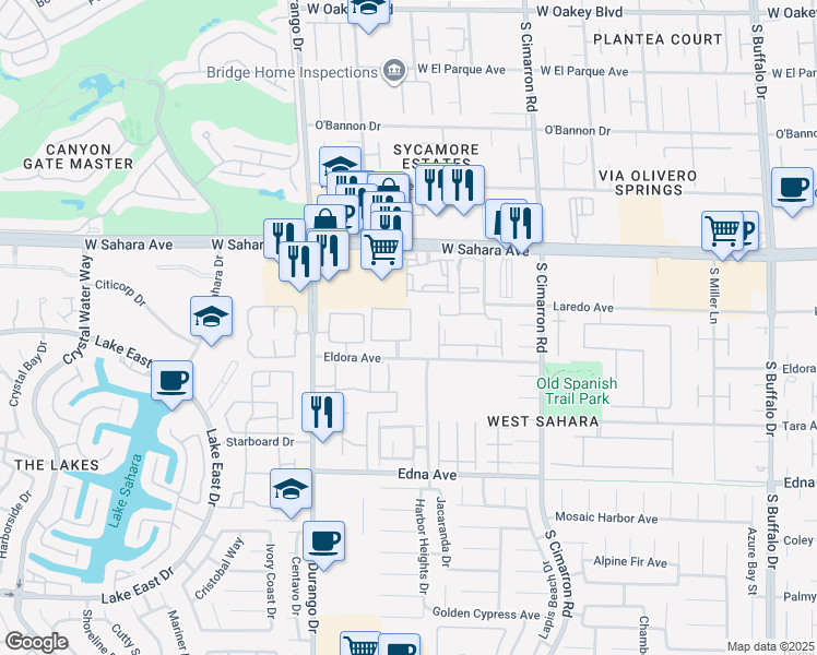 map of restaurants, bars, coffee shops, grocery stores, and more near 8410 Eldora Avenue in Las Vegas