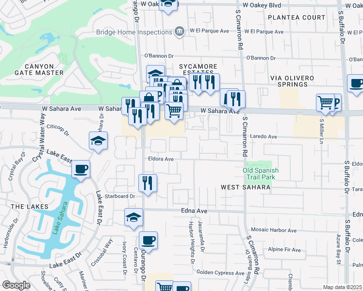 map of restaurants, bars, coffee shops, grocery stores, and more near 8410 Eldora Avenue in Las Vegas