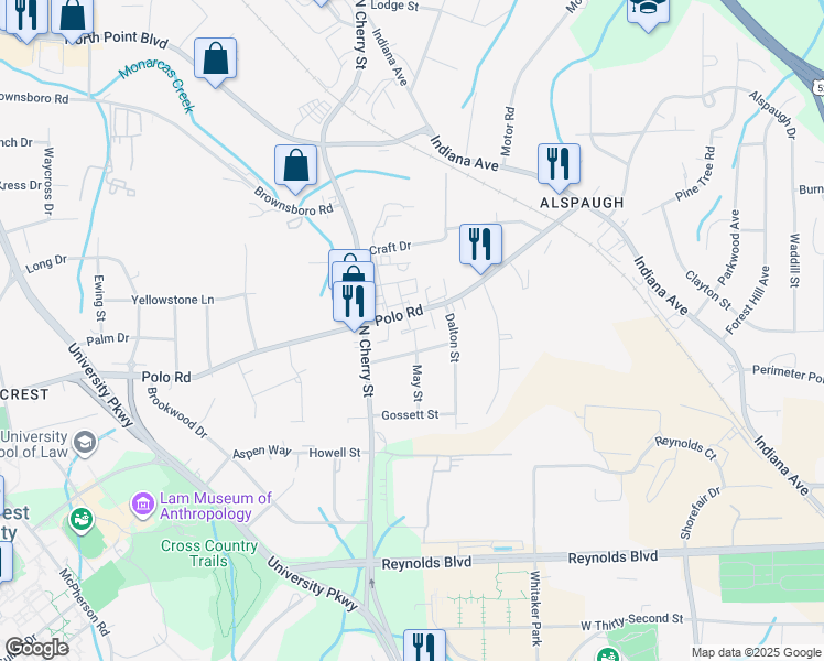 map of restaurants, bars, coffee shops, grocery stores, and more near 411 McCanless Street in Winston-Salem