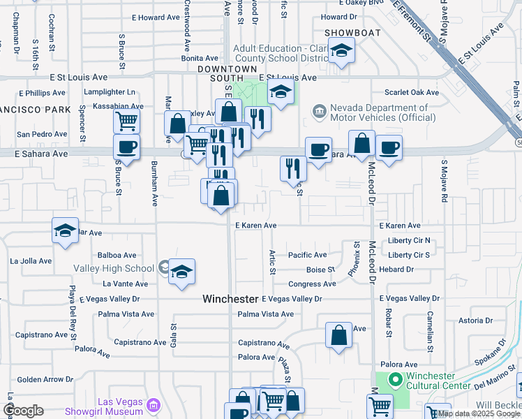 map of restaurants, bars, coffee shops, grocery stores, and more near 2471 Old Forge Lane in Las Vegas