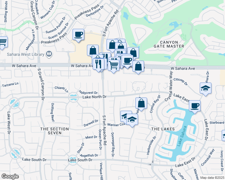 map of restaurants, bars, coffee shops, grocery stores, and more near 9109 Sandy Shores Drive in Las Vegas