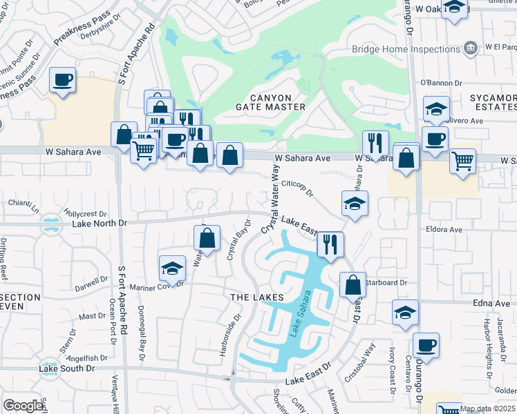 map of restaurants, bars, coffee shops, grocery stores, and more near 2720 Baycliff Court in Las Vegas