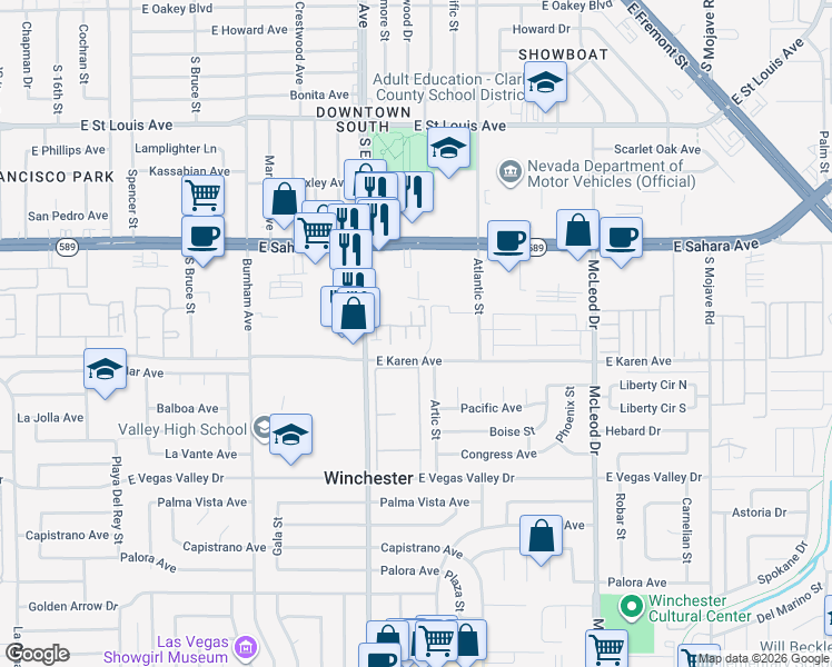 map of restaurants, bars, coffee shops, grocery stores, and more near 2471 Old Forge Lane in Las Vegas