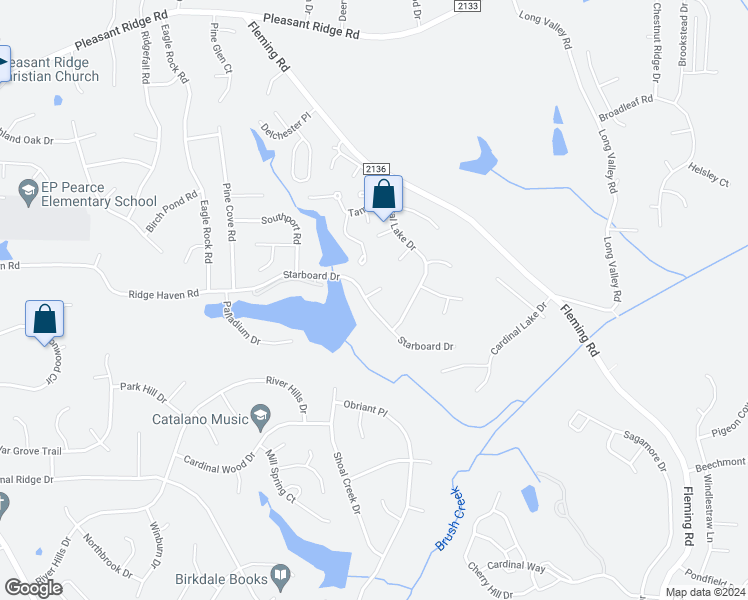 map of restaurants, bars, coffee shops, grocery stores, and more near 4400 Natural Lake Court in Greensboro