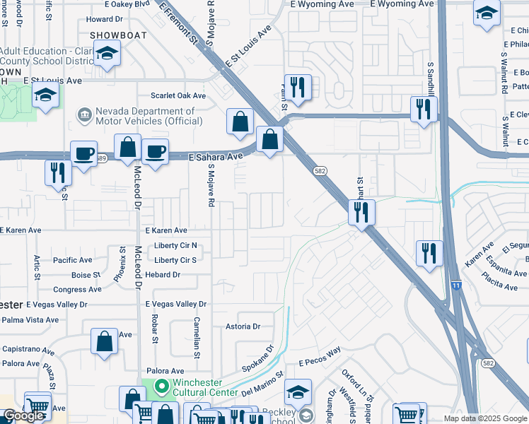map of restaurants, bars, coffee shops, grocery stores, and more near 2693 Ruthe Duarte Avenue in Las Vegas