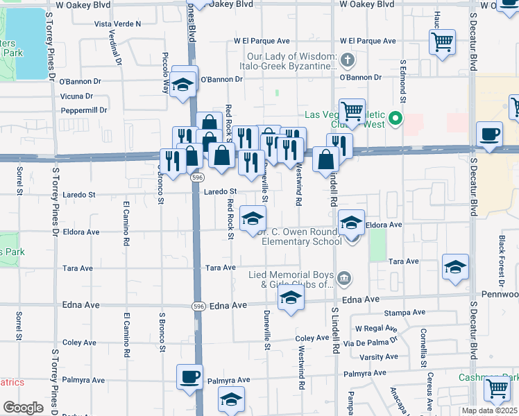 map of restaurants, bars, coffee shops, grocery stores, and more near 2672 Magic Moon Lane in Las Vegas