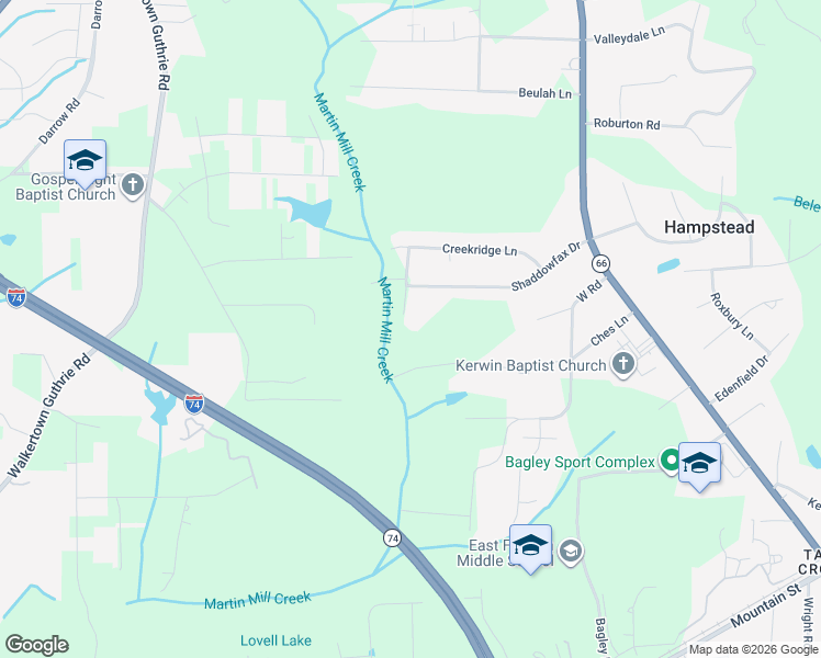 map of restaurants, bars, coffee shops, grocery stores, and more near 4995 Ches Lane in Kernersville