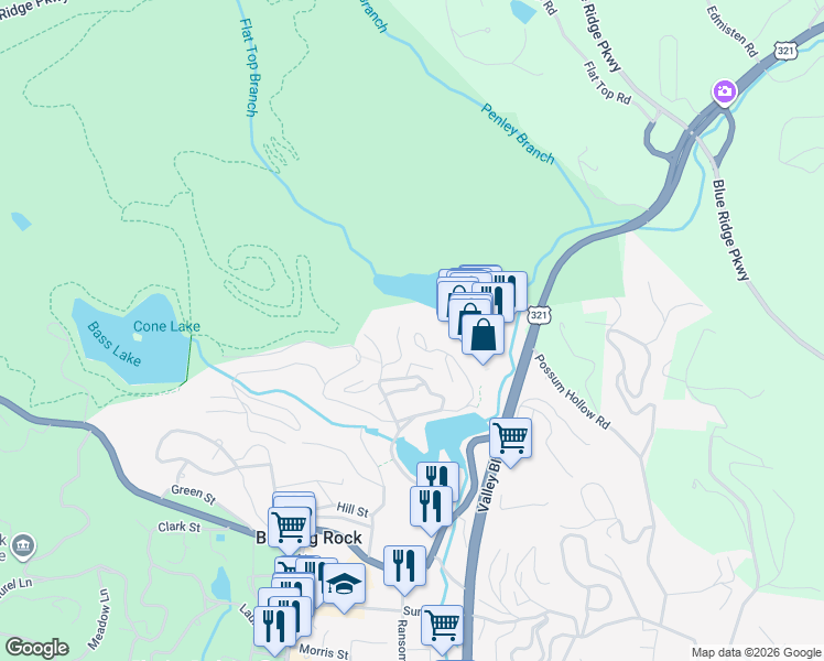 map of restaurants, bars, coffee shops, grocery stores, and more near 908 Chetola Lake Drive in Blowing Rock
