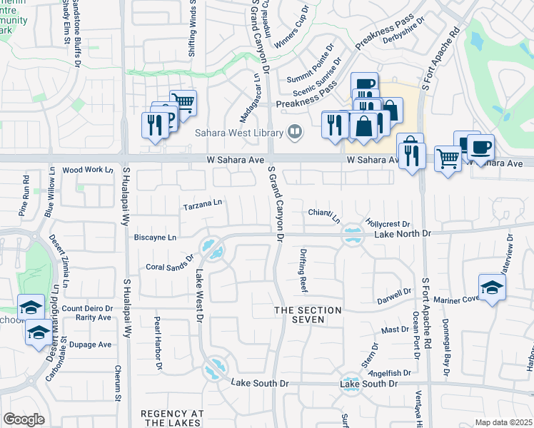 map of restaurants, bars, coffee shops, grocery stores, and more near 2740 Monrovia Drive in Las Vegas