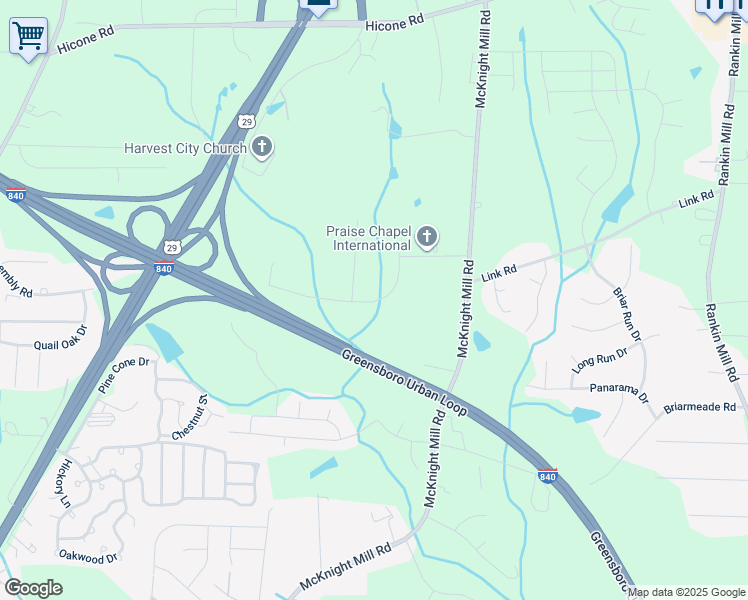 map of restaurants, bars, coffee shops, grocery stores, and more near 3007 Whiterock Road in Greensboro