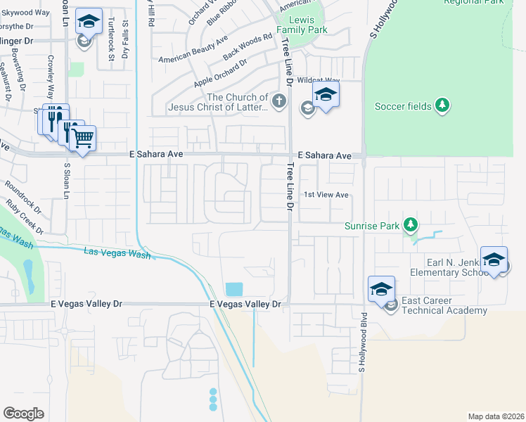 map of restaurants, bars, coffee shops, grocery stores, and more near 6323 Brianna Peak Court in Las Vegas