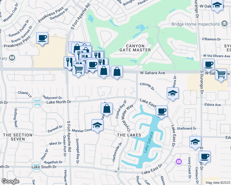 map of restaurants, bars, coffee shops, grocery stores, and more near 2704 Lodestone Drive in Las Vegas