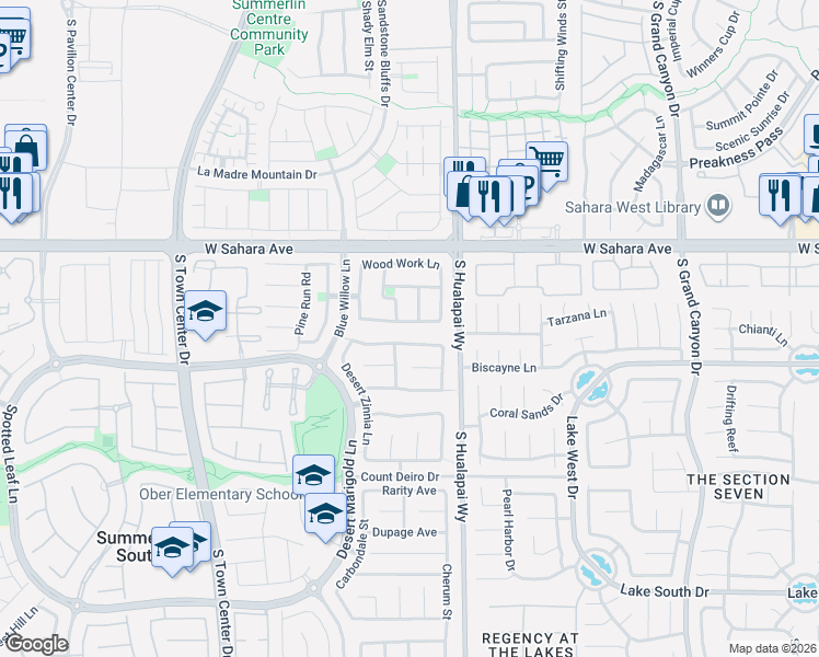 map of restaurants, bars, coffee shops, grocery stores, and more near 2666 Wood Sorrel Drive in Las Vegas