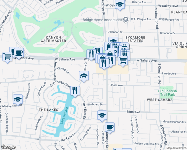 map of restaurants, bars, coffee shops, grocery stores, and more near 8669 West Sahara Avenue in Las Vegas