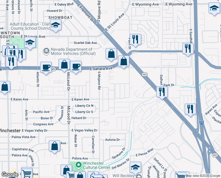 map of restaurants, bars, coffee shops, grocery stores, and more near 2630 Heritage Circle in Las Vegas