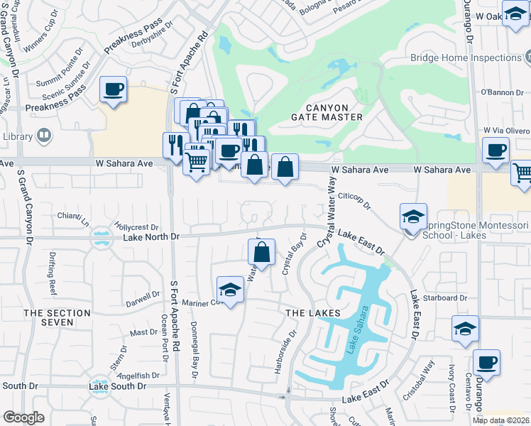 map of restaurants, bars, coffee shops, grocery stores, and more near 2700 Lodestone Drive in Las Vegas