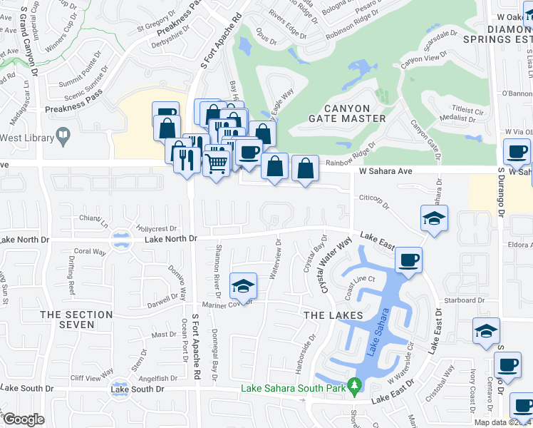 map of restaurants, bars, coffee shops, grocery stores, and more near 2728 Ferrin Road in Las Vegas