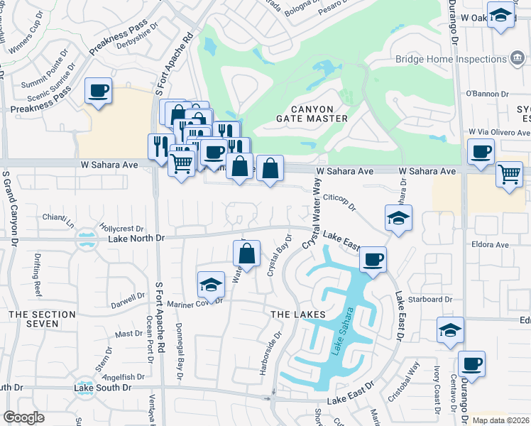 map of restaurants, bars, coffee shops, grocery stores, and more near 2704 Lodestone Drive in Las Vegas