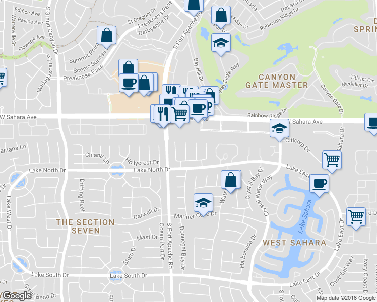 map of restaurants, bars, coffee shops, grocery stores, and more near 2708 Brookstone Court in Las Vegas