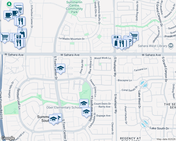 map of restaurants, bars, coffee shops, grocery stores, and more near 2640 Spruce Creek Drive in Las Vegas