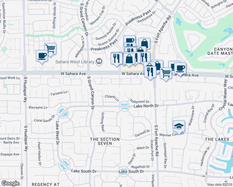 map of restaurants, bars, coffee shops, grocery stores, and more near 2716 Snow Cap Circle in Las Vegas