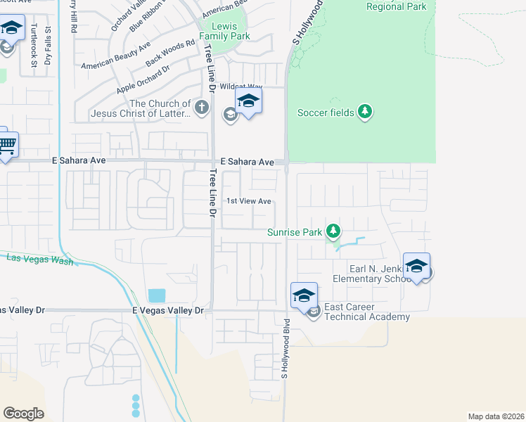 map of restaurants, bars, coffee shops, grocery stores, and more near 6545 1st View Avenue in Las Vegas