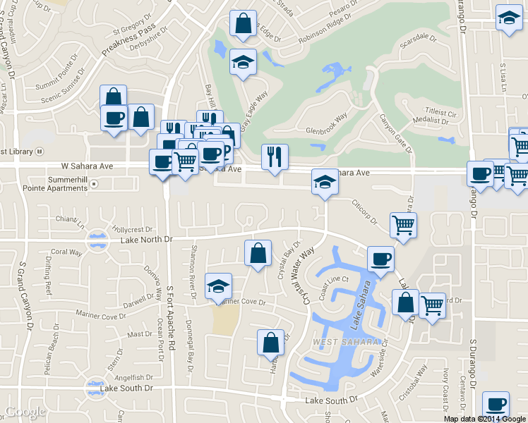 map of restaurants, bars, coffee shops, grocery stores, and more near 2704 Lodestone Drive in Las Vegas