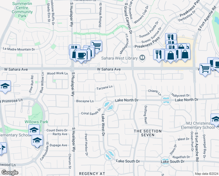 map of restaurants, bars, coffee shops, grocery stores, and more near 2704 Dune Cove Road in Las Vegas