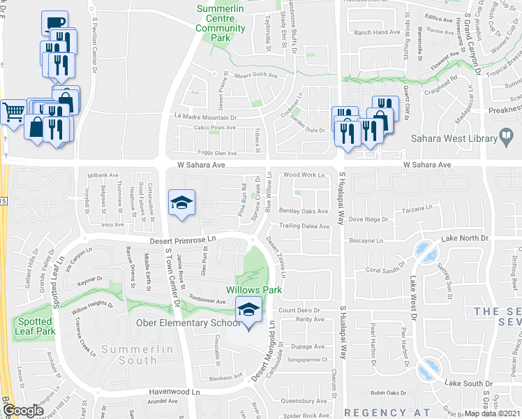 map of restaurants, bars, coffee shops, grocery stores, and more near 2677 Chantemar Street in Las Vegas