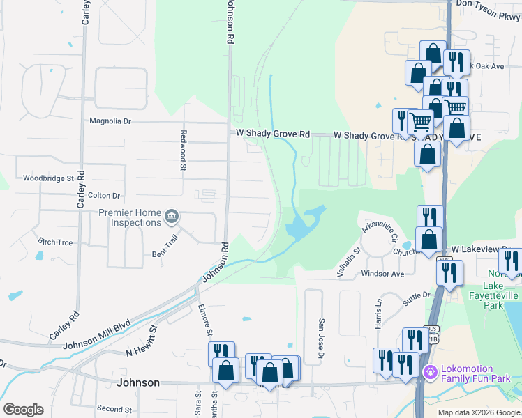 map of restaurants, bars, coffee shops, grocery stores, and more near 1901 Cypress Place in Springdale