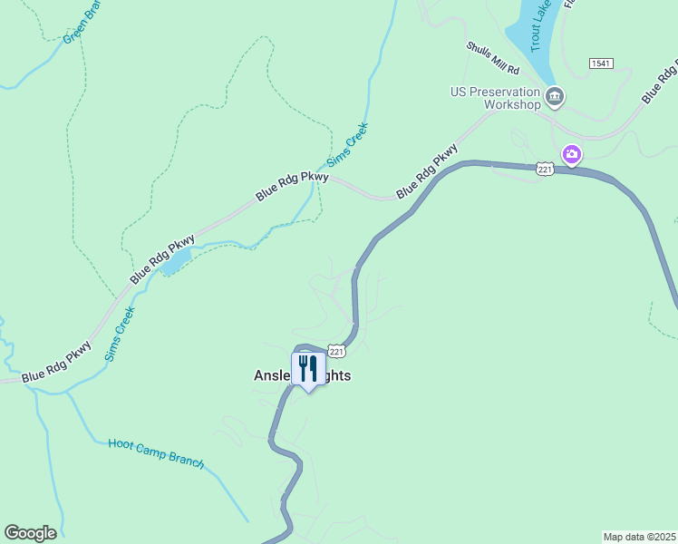 map of restaurants, bars, coffee shops, grocery stores, and more near 154 Henderson Gap Road in Blowing Rock