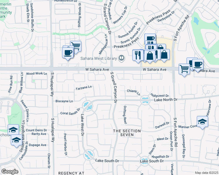 map of restaurants, bars, coffee shops, grocery stores, and more near 2713 Monrovia Drive in Las Vegas
