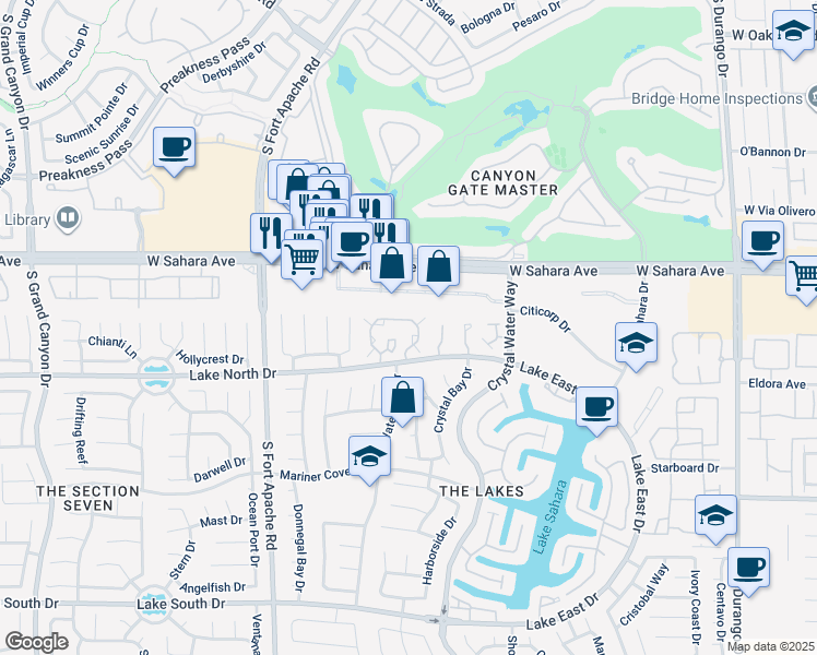 map of restaurants, bars, coffee shops, grocery stores, and more near 8913 Antioch Way in Las Vegas