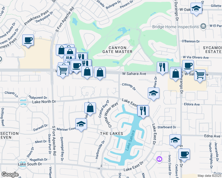 map of restaurants, bars, coffee shops, grocery stores, and more near 8804 River Pines Court in Las Vegas
