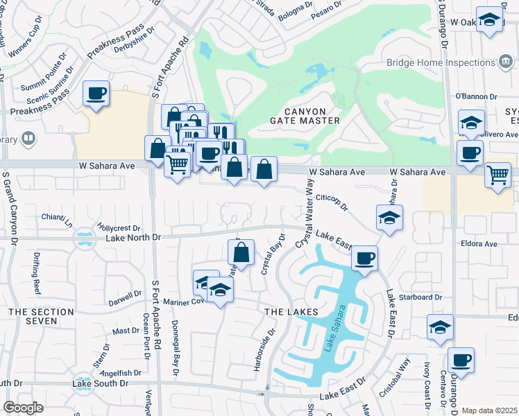 map of restaurants, bars, coffee shops, grocery stores, and more near 2705 Otter Creek Court in Las Vegas