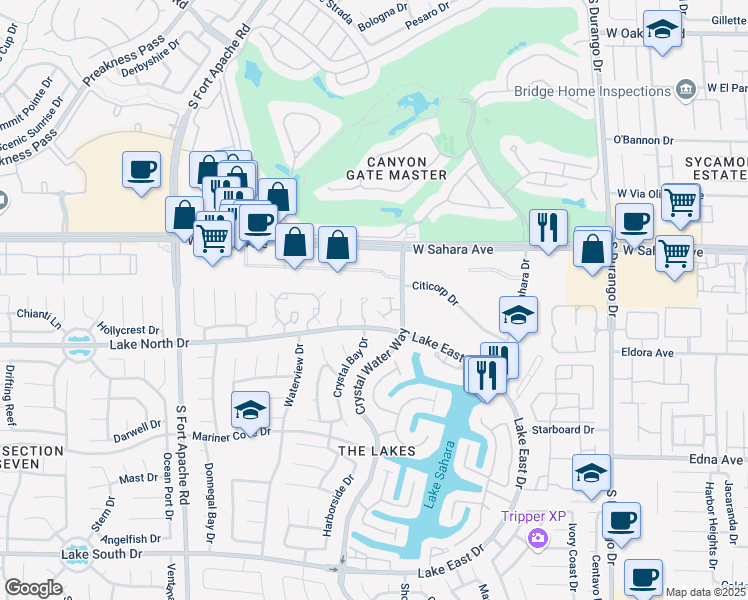 map of restaurants, bars, coffee shops, grocery stores, and more near 8804 River Pines Court in Las Vegas