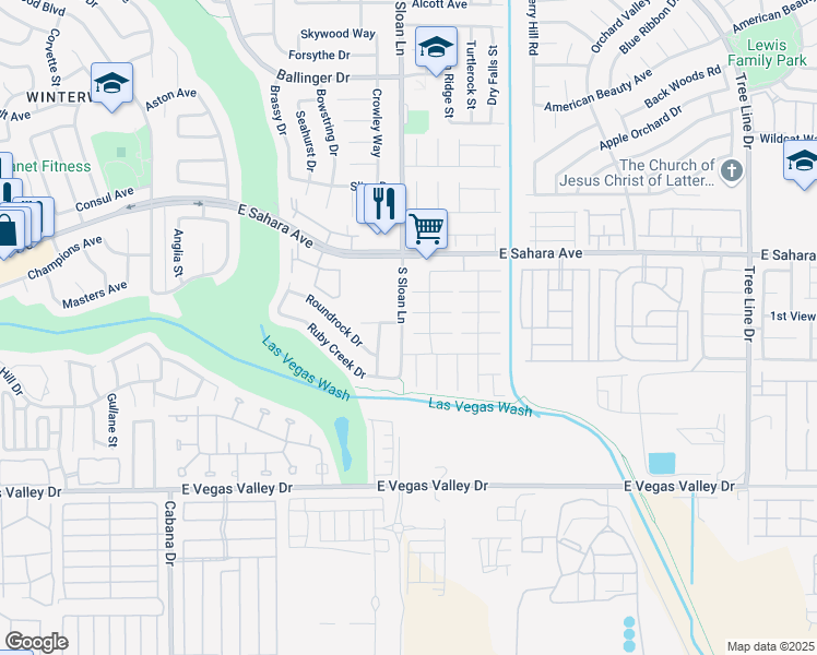 map of restaurants, bars, coffee shops, grocery stores, and more near 5816 Glory Canyon Way in Las Vegas