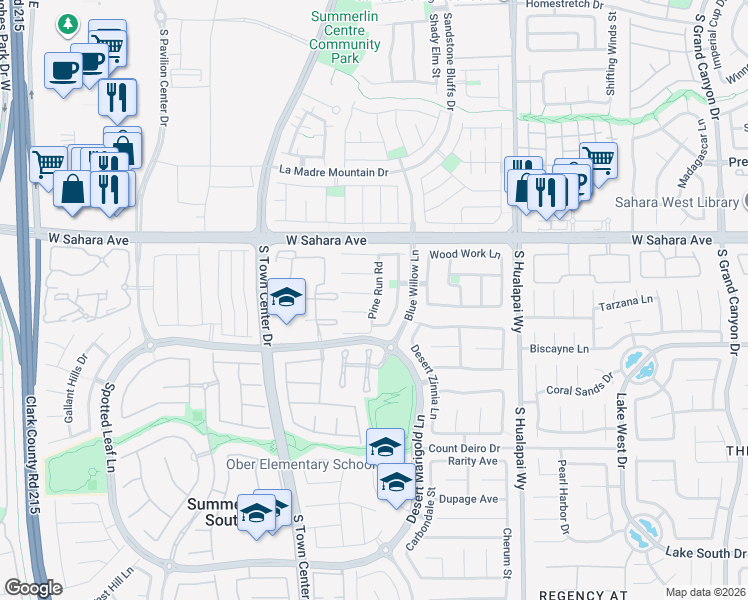 map of restaurants, bars, coffee shops, grocery stores, and more near 10511 Broadhead Court in Las Vegas