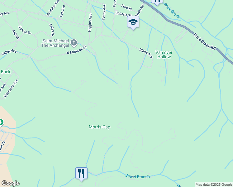 map of restaurants, bars, coffee shops, grocery stores, and more near 128 Dillard Avenue in Erwin