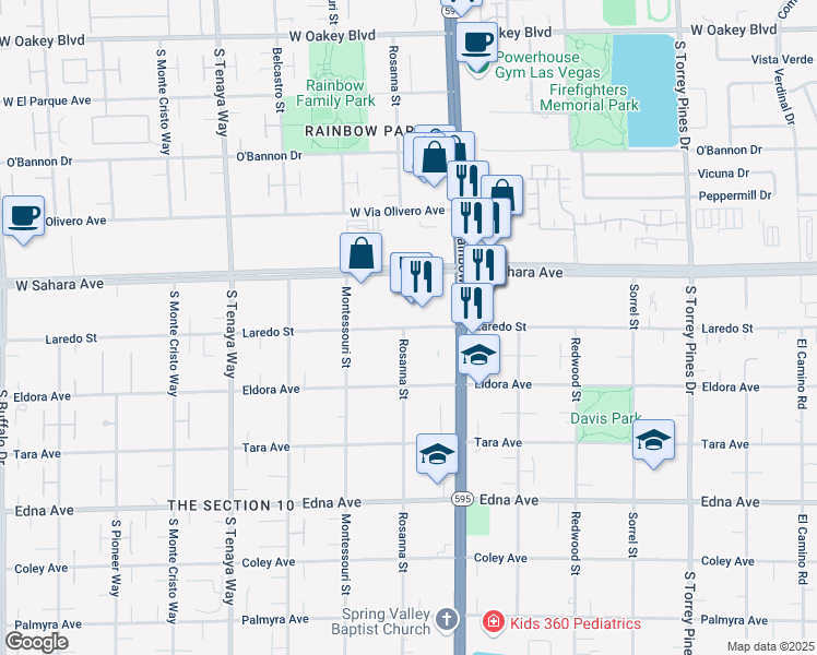 map of restaurants, bars, coffee shops, grocery stores, and more near 6990 Laredo Street in Las Vegas