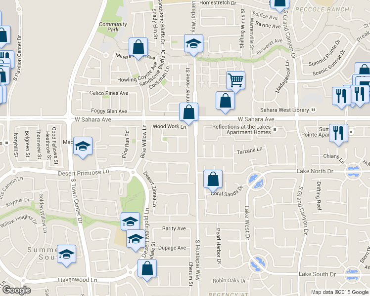 map of restaurants, bars, coffee shops, grocery stores, and more near 2666 Wood Sorrel Drive in Las Vegas
