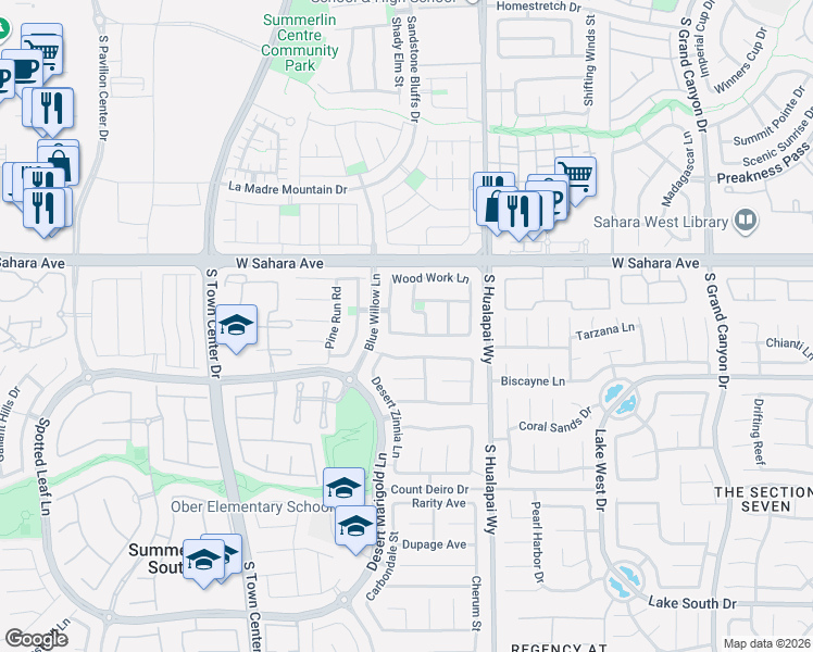 map of restaurants, bars, coffee shops, grocery stores, and more near 2625 Country Mile Drive in Las Vegas