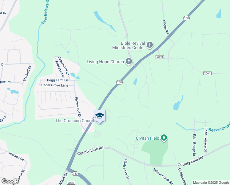 map of restaurants, bars, coffee shops, grocery stores, and more near South Main Street in Kernersville