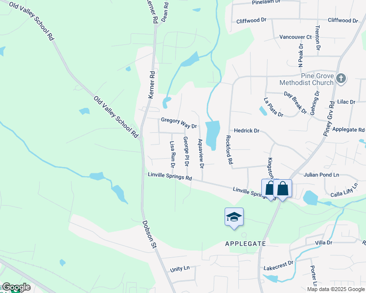 map of restaurants, bars, coffee shops, grocery stores, and more near 933 George Place Drive in Kernersville