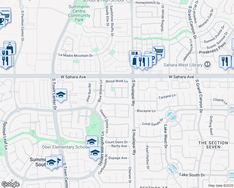map of restaurants, bars, coffee shops, grocery stores, and more near 2666 Wood Sorrel Drive in Las Vegas