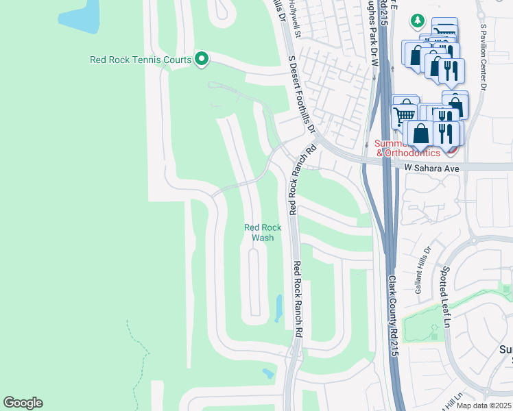 map of restaurants, bars, coffee shops, grocery stores, and more near 2620 Grassy Spring Place in Las Vegas