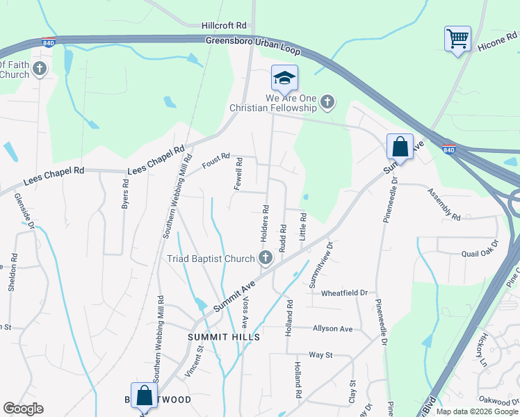 map of restaurants, bars, coffee shops, grocery stores, and more near 4733 Holders Road in Greensboro